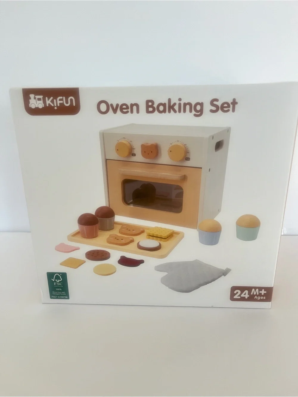 Wooden Oven Baking Set - Cream & Tan Kids Learning Toy